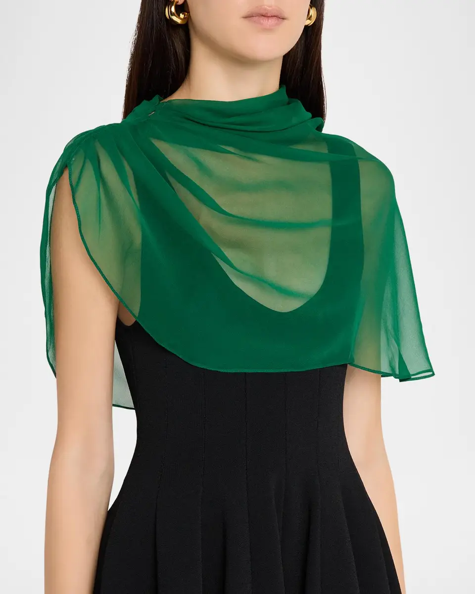 Lela Rose Silk Chiffon Capelet | Thumbnail 3