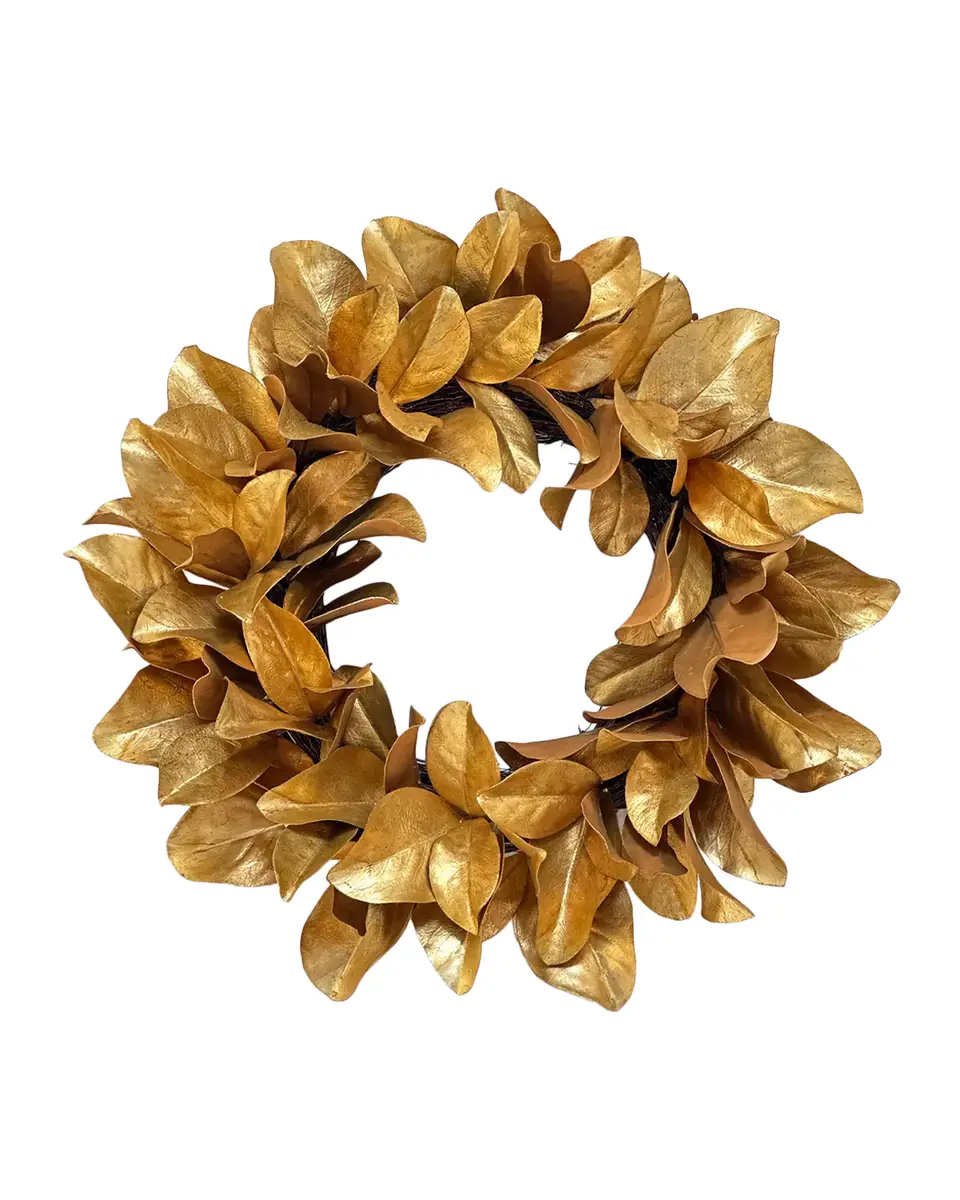 Winward Home Gold Magnolia Leaf 24" Faux Christmas Wreath | Thumbnail 2 Winward Home Gold Magnolia Leaf 24" Faux Christmas Wreath | Thumbnail 2