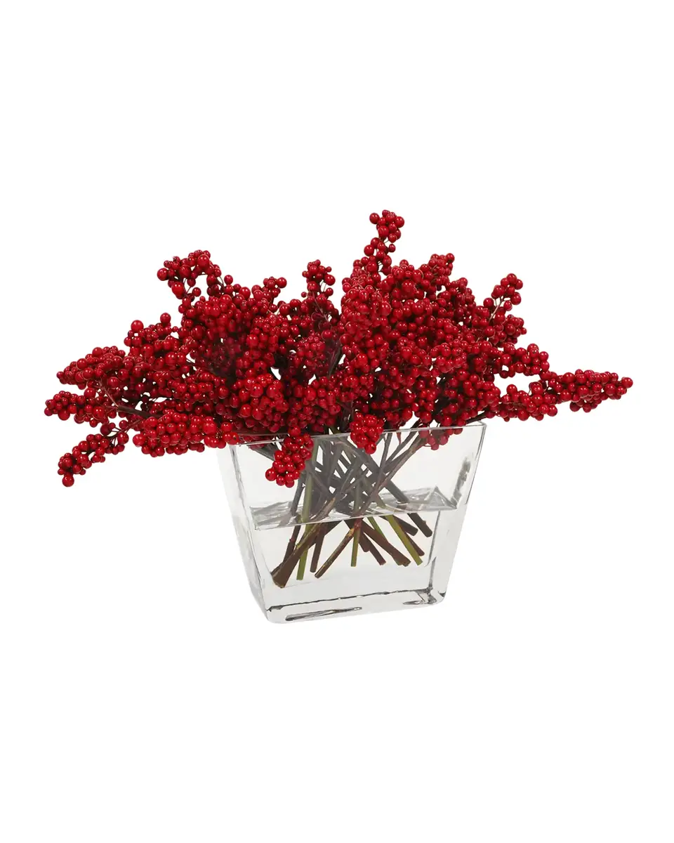 Winward Home 21" Faux Ilex Berry Arrangement in Glass Vase | Thumbnail 2 Winward Home 21" Faux Ilex Berry Arrangement in Glass Vase | Thumbnail 2