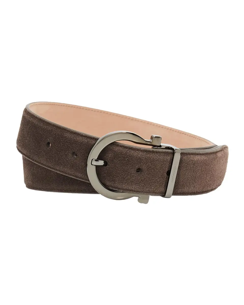 Ferragamo Men's Leather Gancio-Buckle Belt | Thumbnail 3