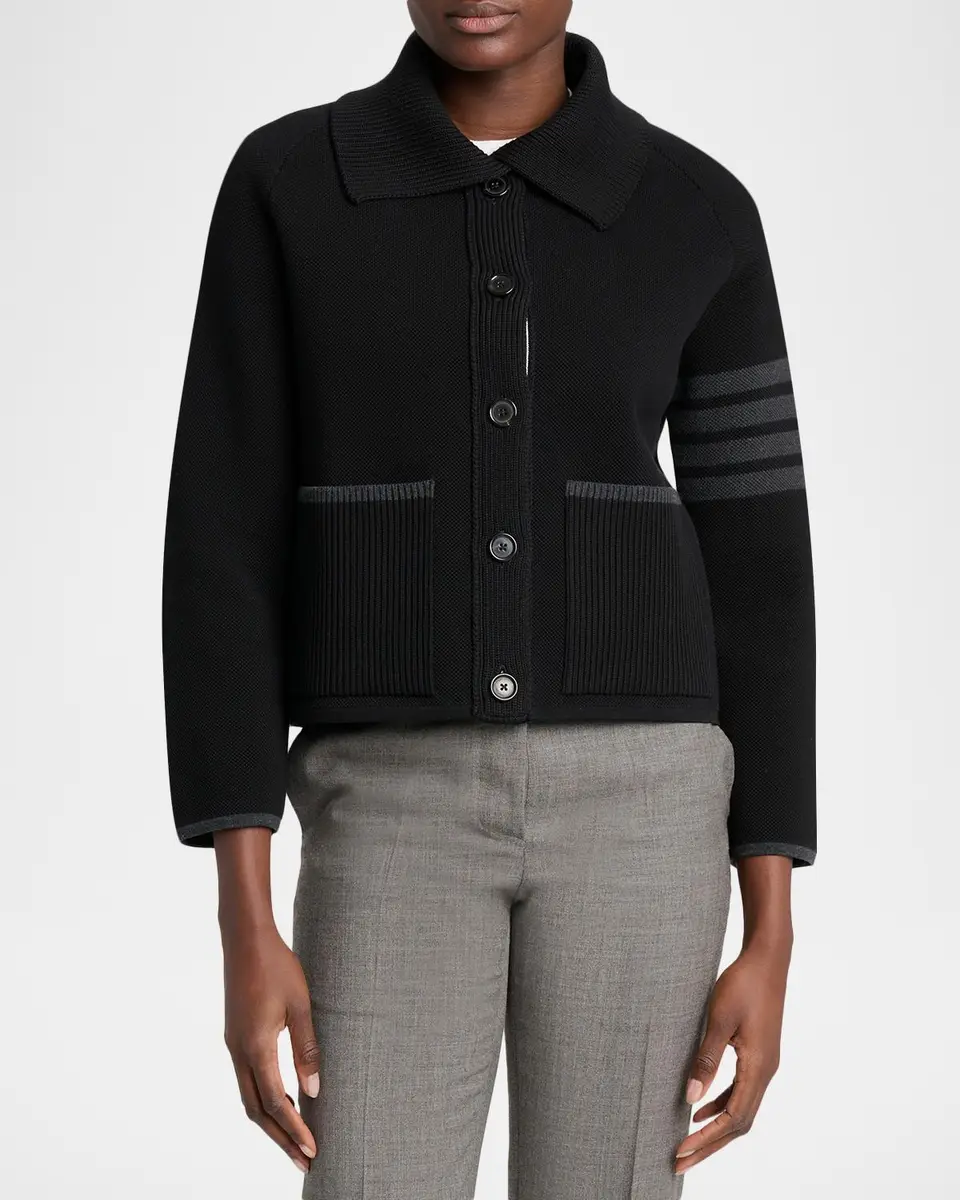 Thom Browne 4-Bar Stripe Cotton Pique Hybrid Polo Jacket | Thumbnail 4