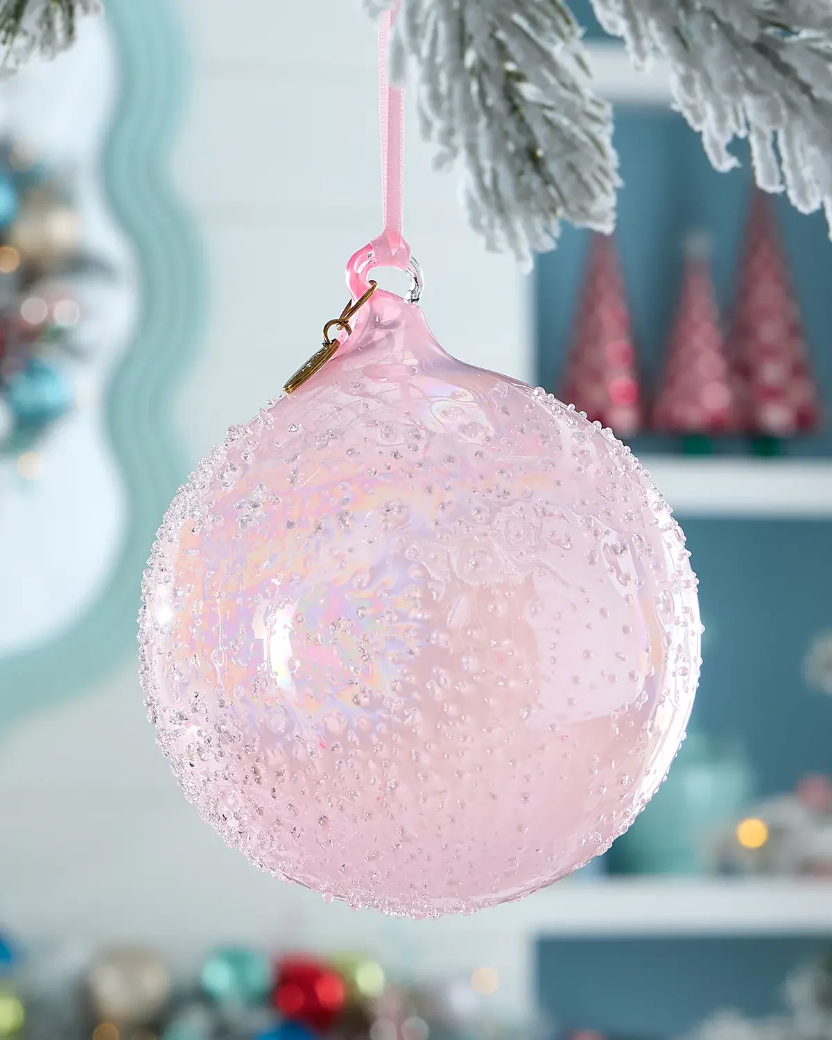 Winward Home x Jim Marvin 3.9" Beaded Glass Ball Christmas Ornament