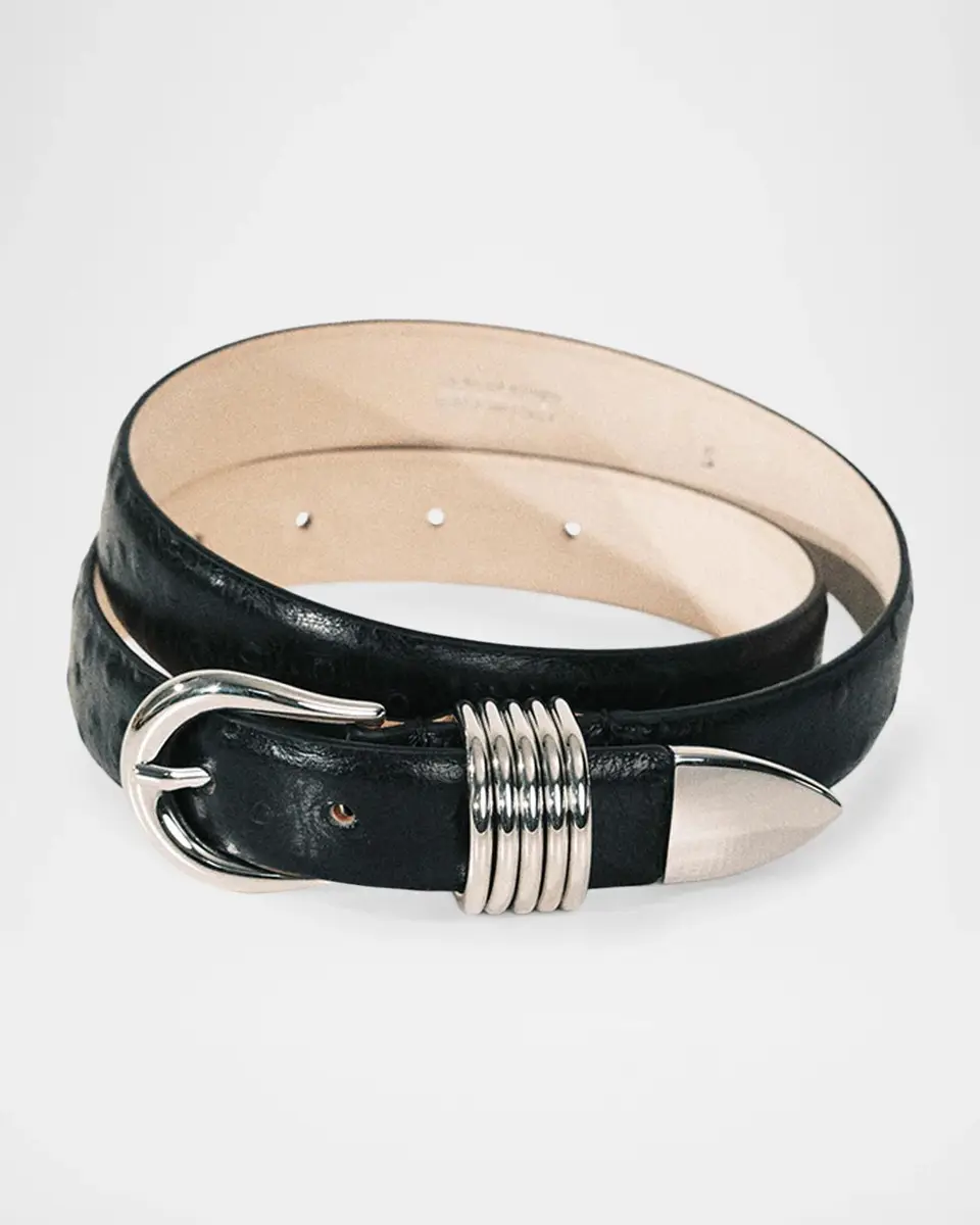 Déhanche Hollyhock Ostrich-Embossed Leather Belt | Thumbnail 2