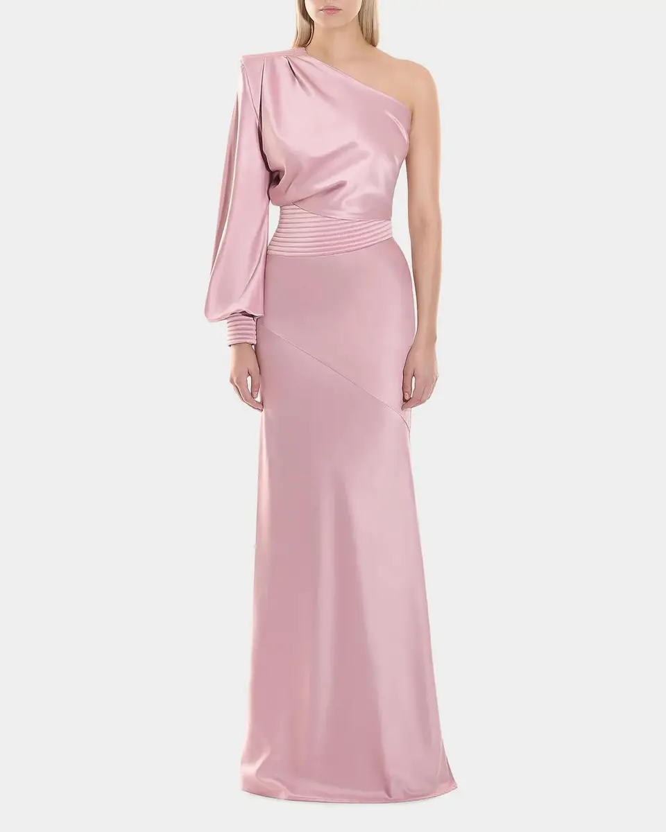 Zhivago Don 't Look Now Draped One-Shoulder Satin Gown | Thumbnail 2 Zhivago Don 't Look Now Draped One-Shoulder Satin Gown | Thumbnail 2
