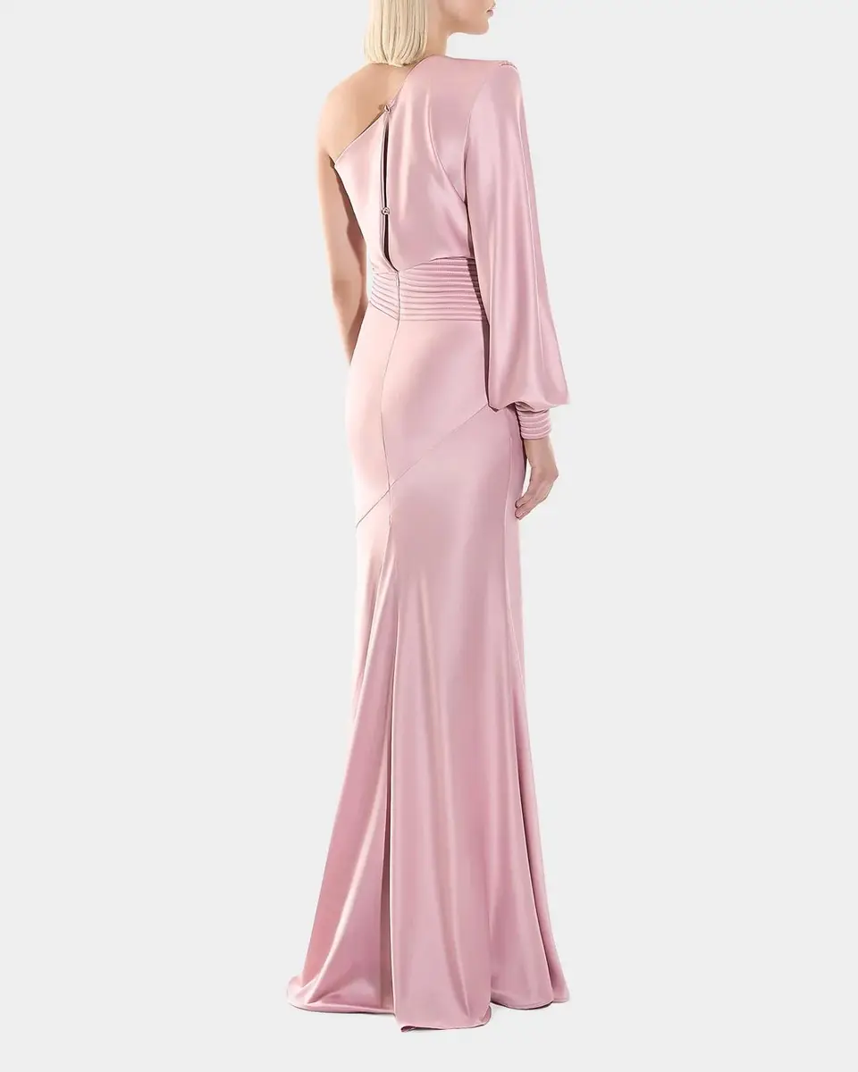 Zhivago Don 't Look Now Draped One-Shoulder Satin Gown | Thumbnail 3 Zhivago Don 't Look Now Draped One-Shoulder Satin Gown | Thumbnail 3