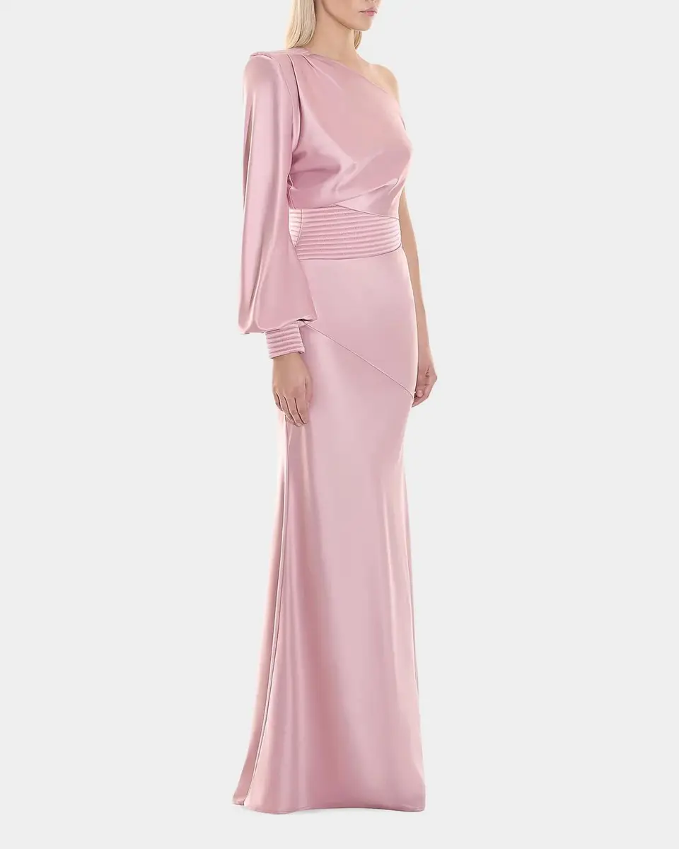 Zhivago Don 't Look Now Draped One-Shoulder Satin Gown | Thumbnail 4 Zhivago Don 't Look Now Draped One-Shoulder Satin Gown | Thumbnail 4