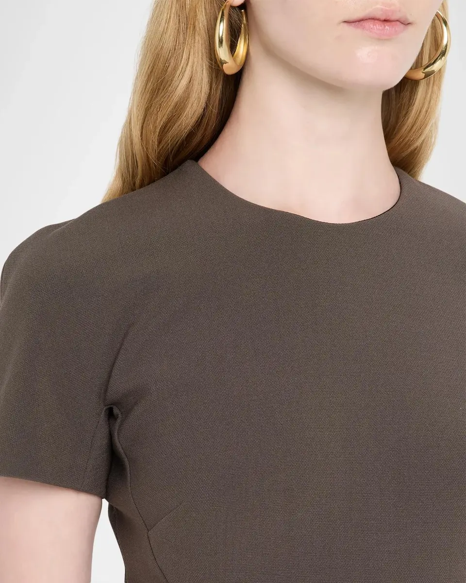 Victoria Beckham Claude Short-Sleeve Wool-Blend Midi Dress | Thumbnail 5