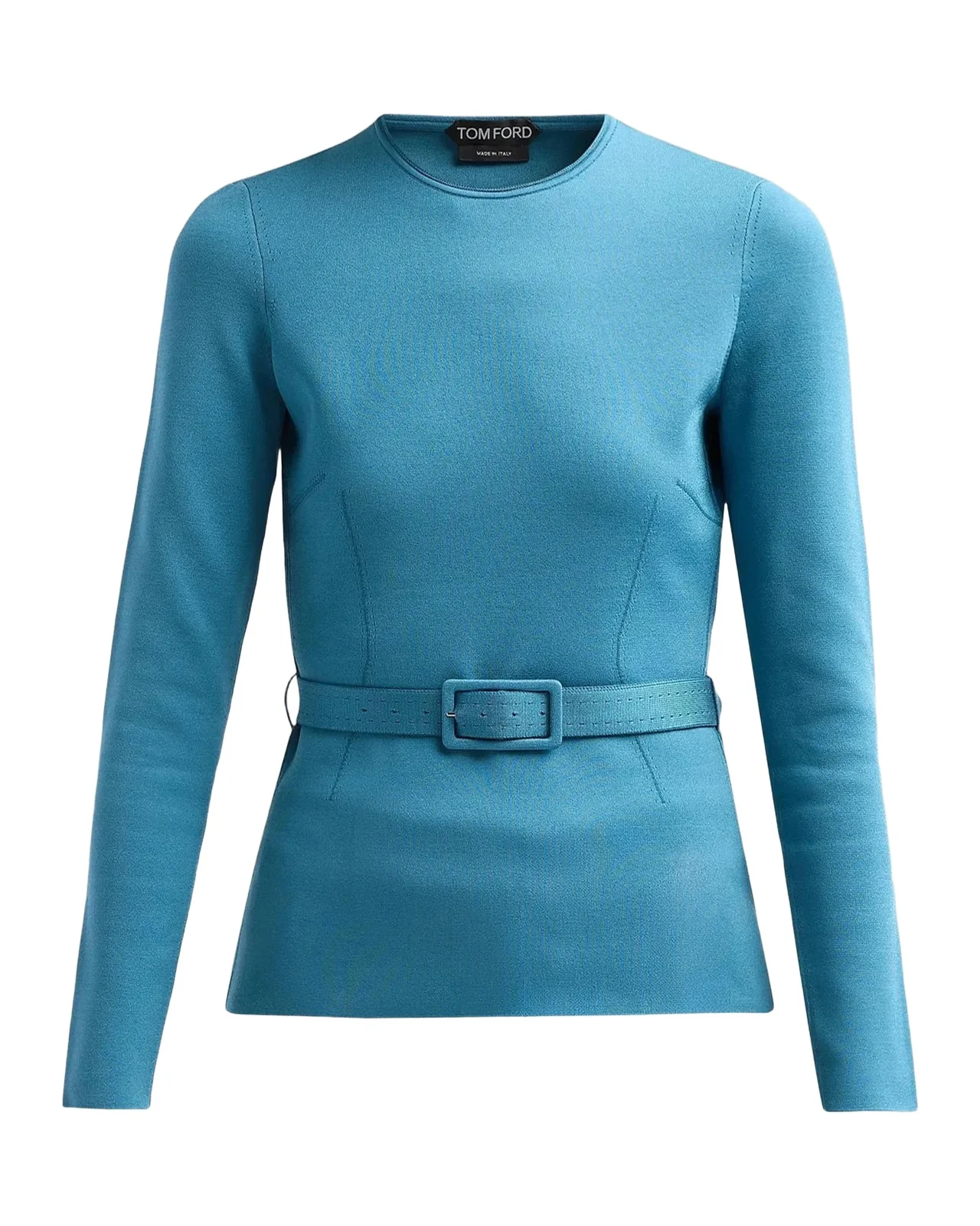 Tom Ford Olivinegr Long-Sleeve Belted Top