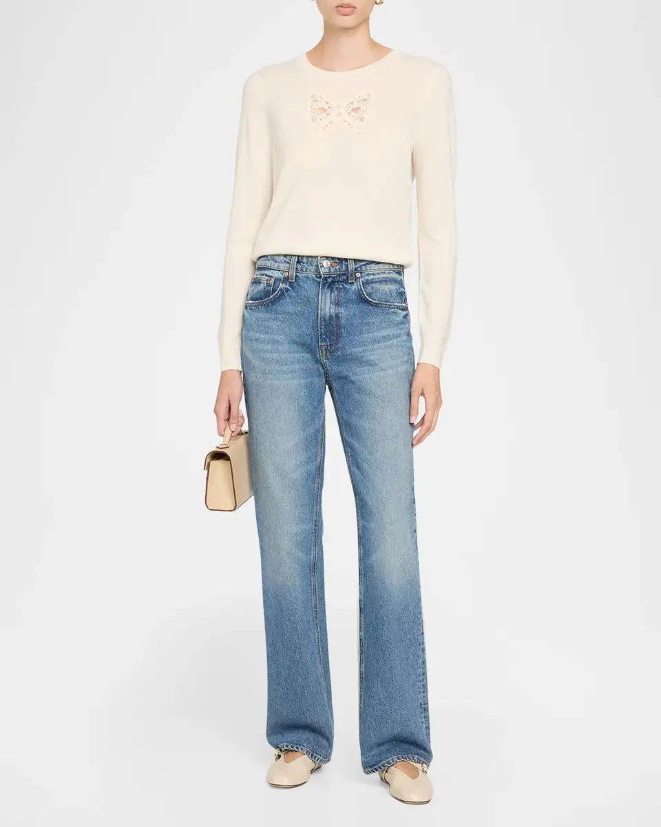 LoveShackFancy Mingley Lace Bow Wool-Cashmere Sweater | Thumbnail 2 LoveShackFancy Mingley Lace Bow Wool-Cashmere Sweater | Thumbnail 2
