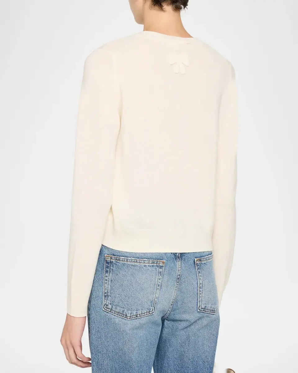 LoveShackFancy Mingley Lace Bow Wool-Cashmere Sweater | Thumbnail 3 LoveShackFancy Mingley Lace Bow Wool-Cashmere Sweater | Thumbnail 3
