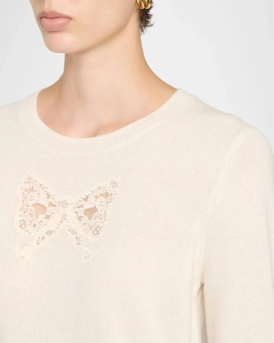 LoveShackFancy Mingley Lace Bow Wool-Cashmere Sweater | Thumbnail 5 LoveShackFancy Mingley Lace Bow Wool-Cashmere Sweater | Thumbnail 5