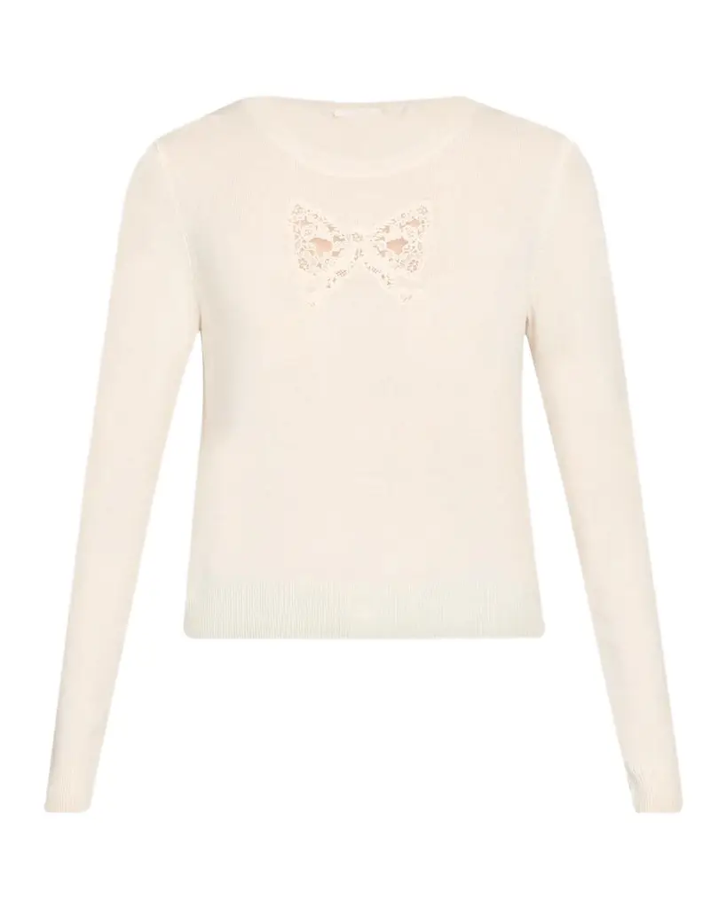 Mingley Lace Bow Wool-Cashmere Sweater Mingley Lace Bow Wool-Cashmere Sweater