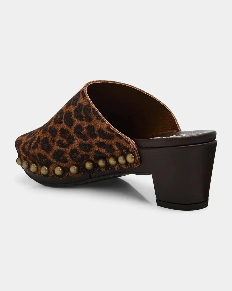 PEDRO GARCIA Nain 65MM Studded Leopard-Printed Suede Clogs | Thumbnail 3