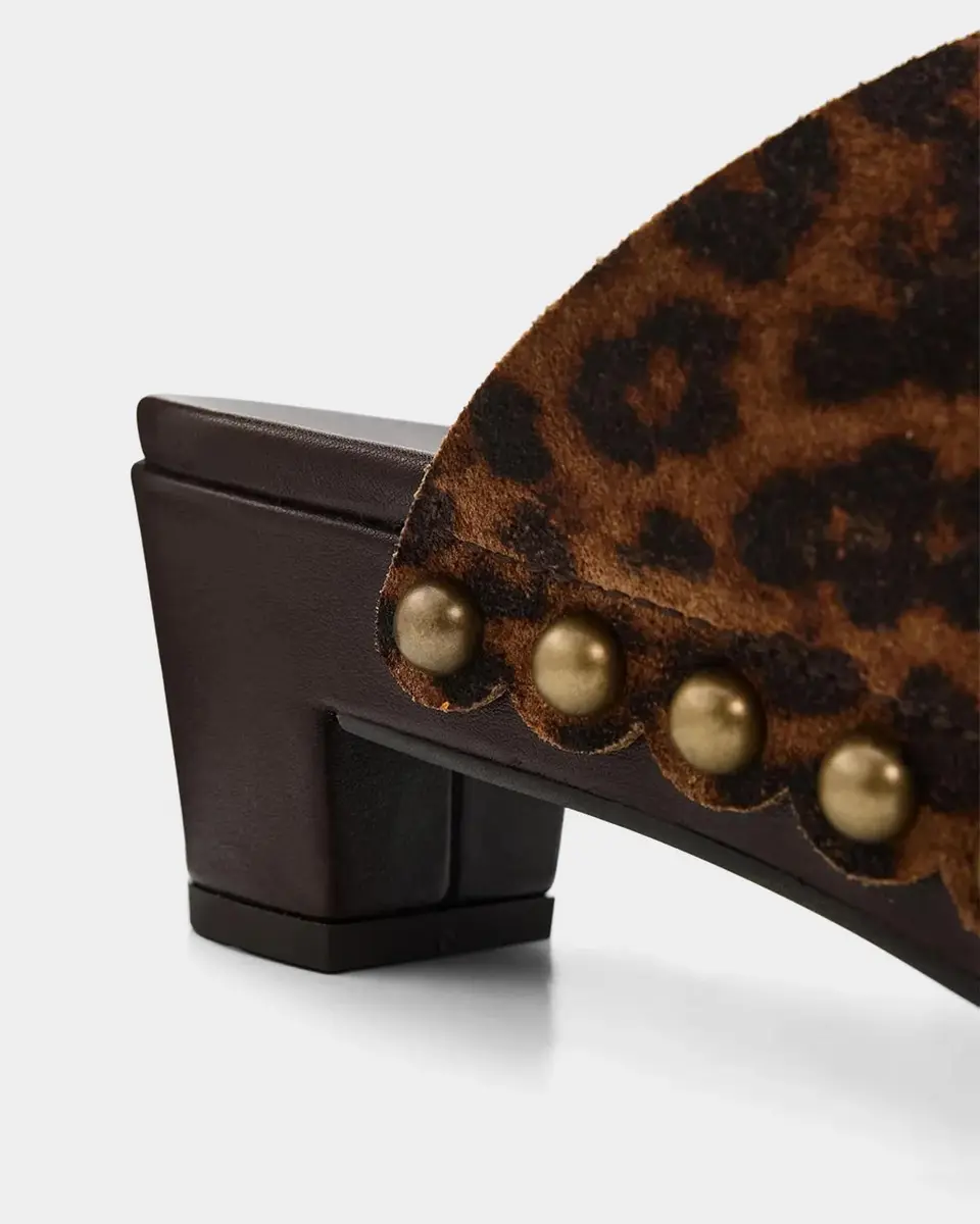 PEDRO GARCIA Nain 65MM Studded Leopard-Printed Suede Clogs | Thumbnail 6