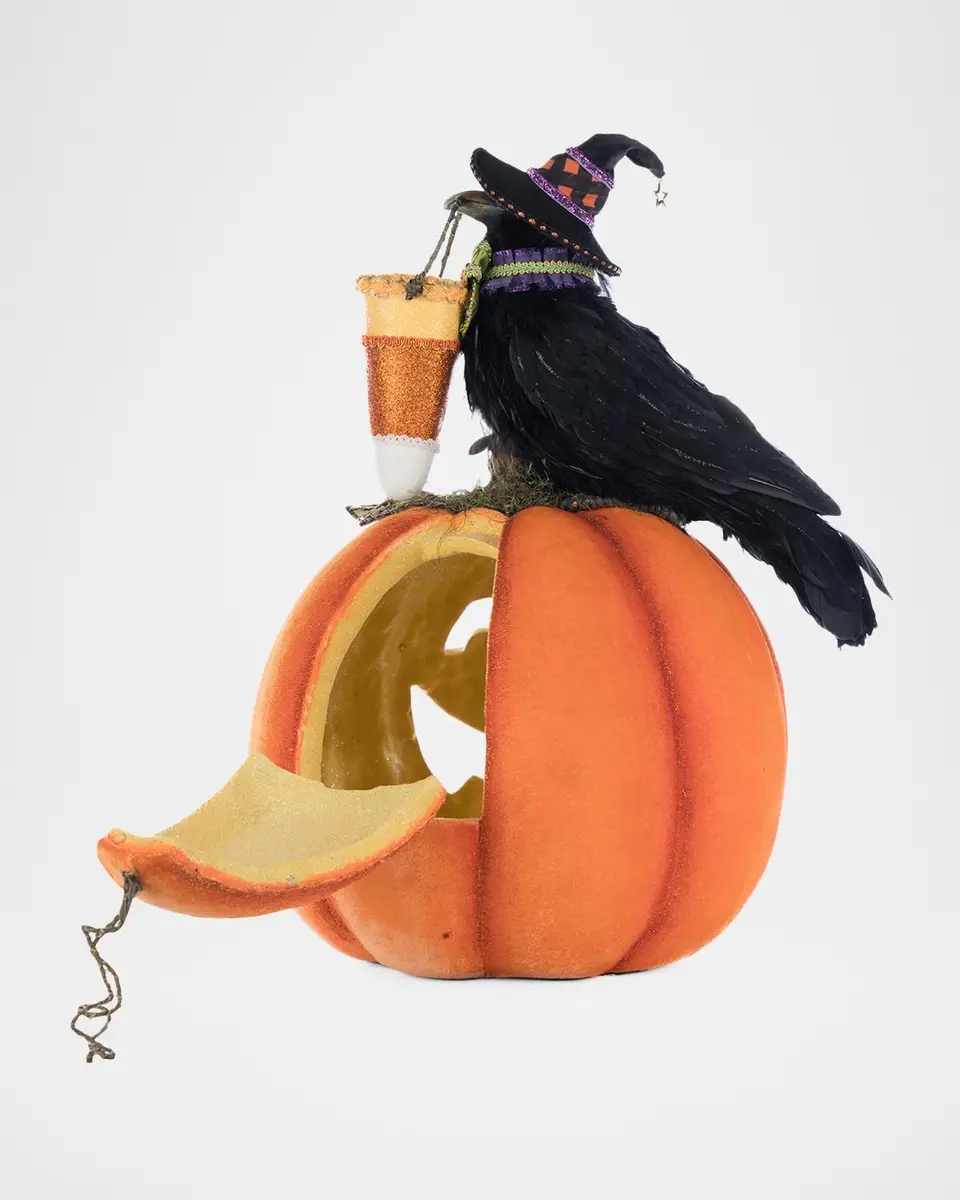 Katherine 's Collection Crow with Pumpkin Tabletop Decor | Thumbnail 3 Katherine 's Collection Crow with Pumpkin Tabletop Decor | Thumbnail 3