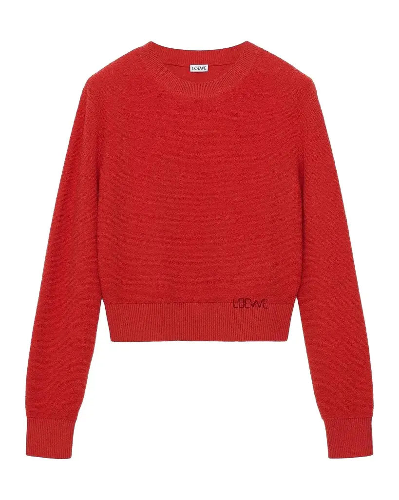 Loewe Logo Embroidered Wool Crewneck Sweater | Image 1 Loewe Logo Embroidered Wool Crewneck Sweater | Image 1