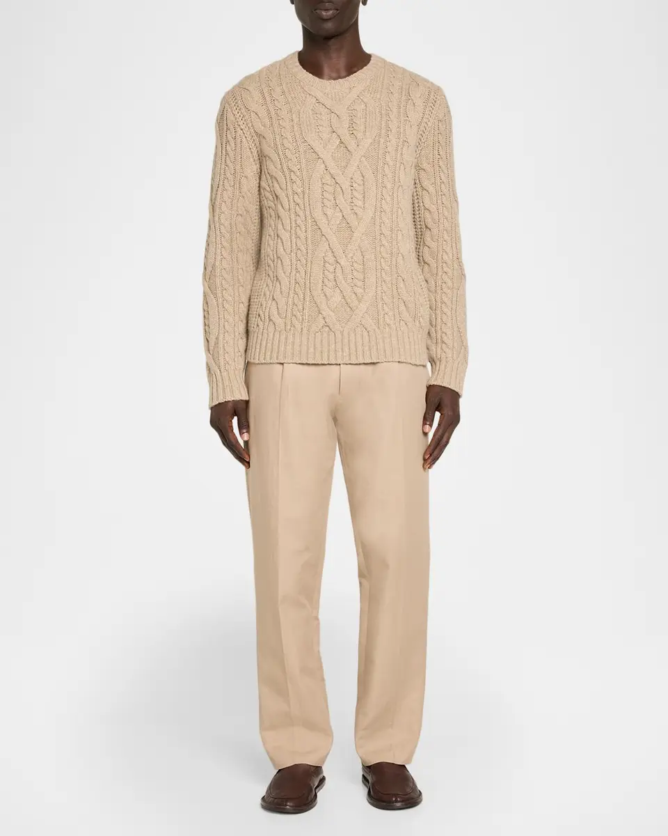 Vince Men's Merino Wool Mega Cable Crewneck Sweater | Thumbnail 2 Vince Men's Merino Wool Mega Cable Crewneck Sweater | Thumbnail 2