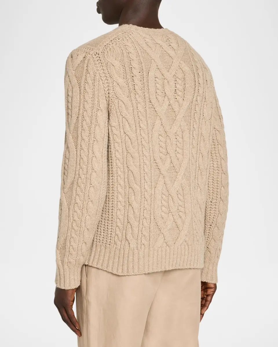 Vince Men's Merino Wool Mega Cable Crewneck Sweater | Thumbnail 3 Vince Men's Merino Wool Mega Cable Crewneck Sweater | Thumbnail 3