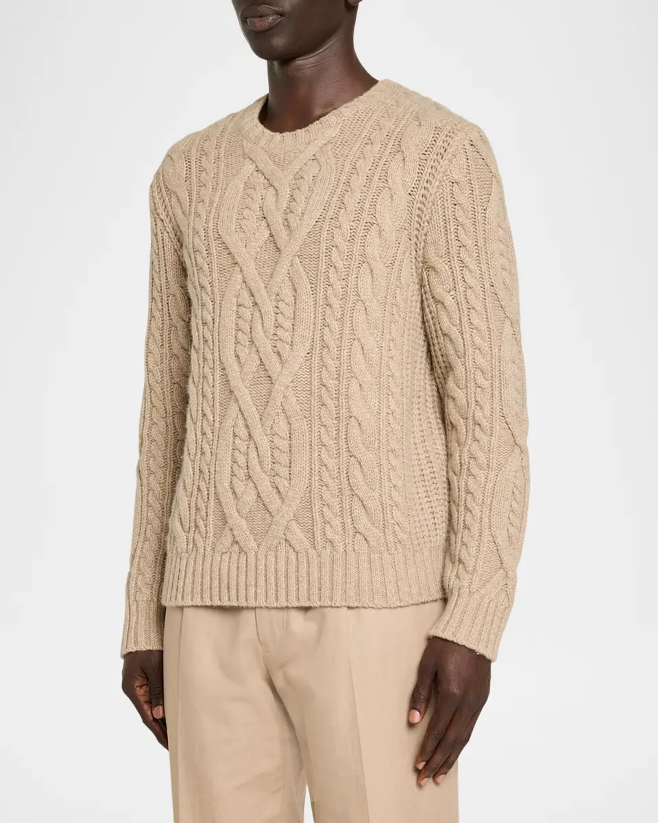 Vince Men's Merino Wool Mega Cable Crewneck Sweater | Thumbnail 4 Vince Men's Merino Wool Mega Cable Crewneck Sweater | Thumbnail 4