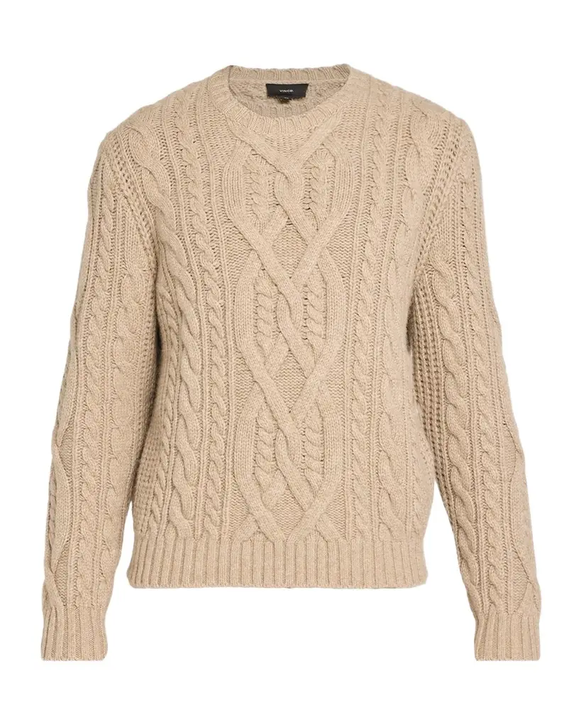 Vince Men's Merino Wool Mega Cable Crewneck Sweater
