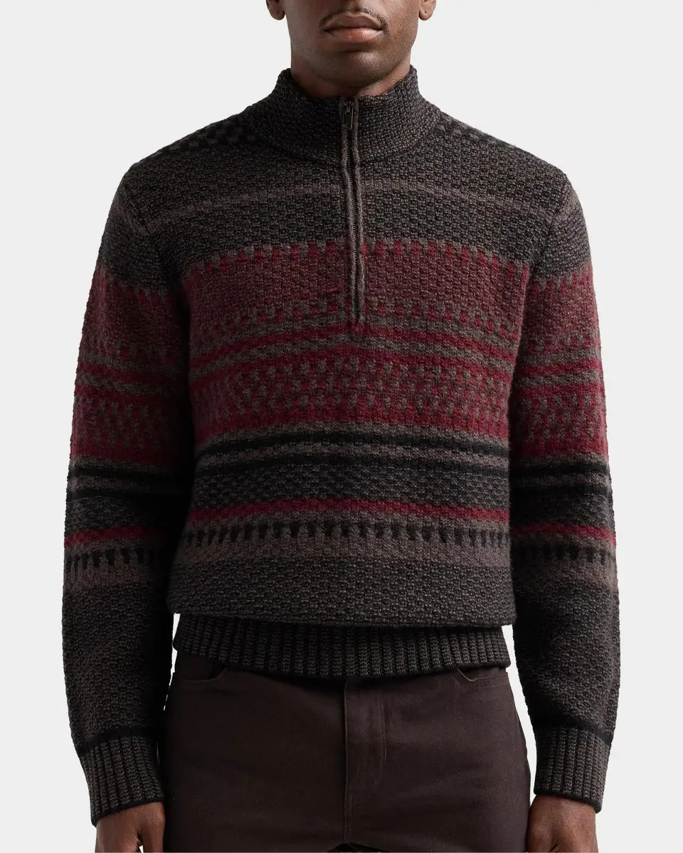 Vince Men's Variegated Stripe Jacquard Half-Zip Sweater | Thumbnail 3 Vince Men's Variegated Stripe Jacquard Half-Zip Sweater | Thumbnail 3
