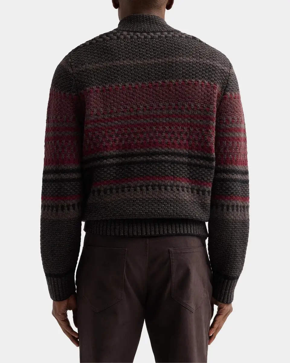 Vince Men's Variegated Stripe Jacquard Half-Zip Sweater | Thumbnail 4 Vince Men's Variegated Stripe Jacquard Half-Zip Sweater | Thumbnail 4