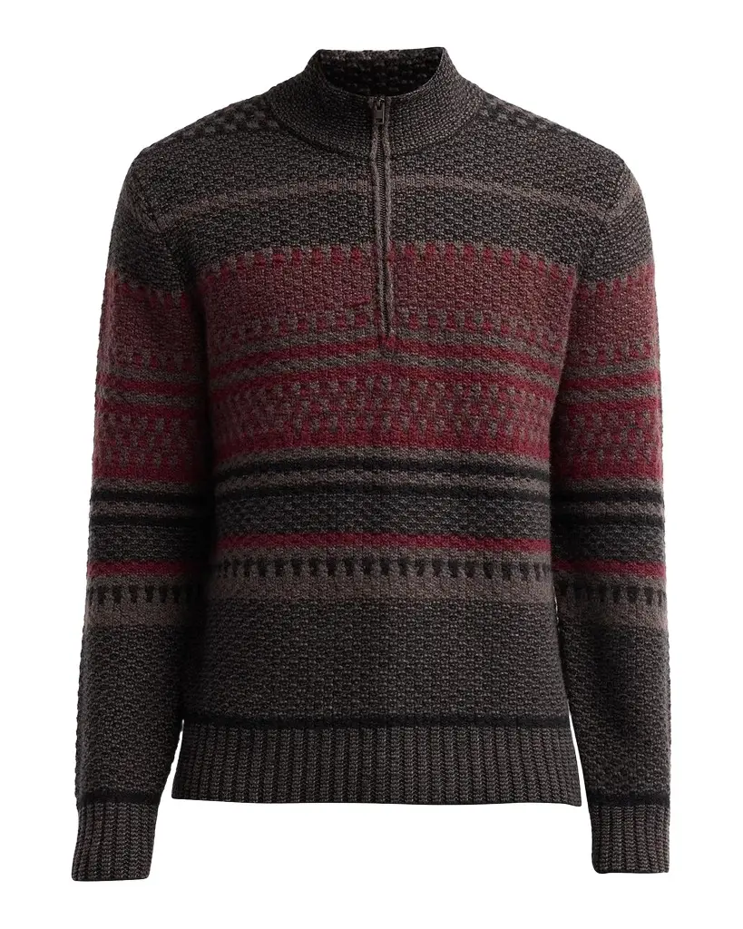 Men's Variegated Stripe Jacquard Half-Zip Sweater Men's Variegated Stripe Jacquard Half-Zip Sweater