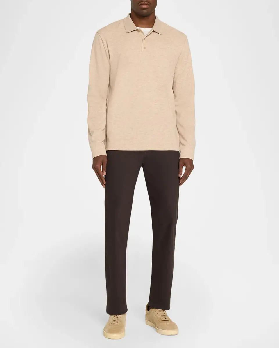 Vince Men's Heathered Long-Sleeve Polo Shirt | Thumbnail 2 Vince Men's Heathered Long-Sleeve Polo Shirt | Thumbnail 2