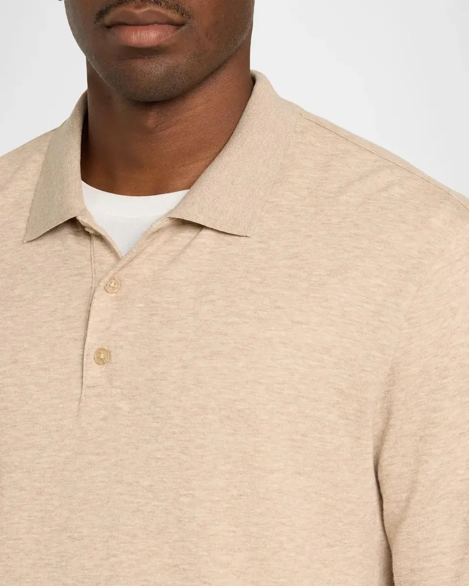 Vince Men's Heathered Long-Sleeve Polo Shirt | Thumbnail 5 Vince Men's Heathered Long-Sleeve Polo Shirt | Thumbnail 5