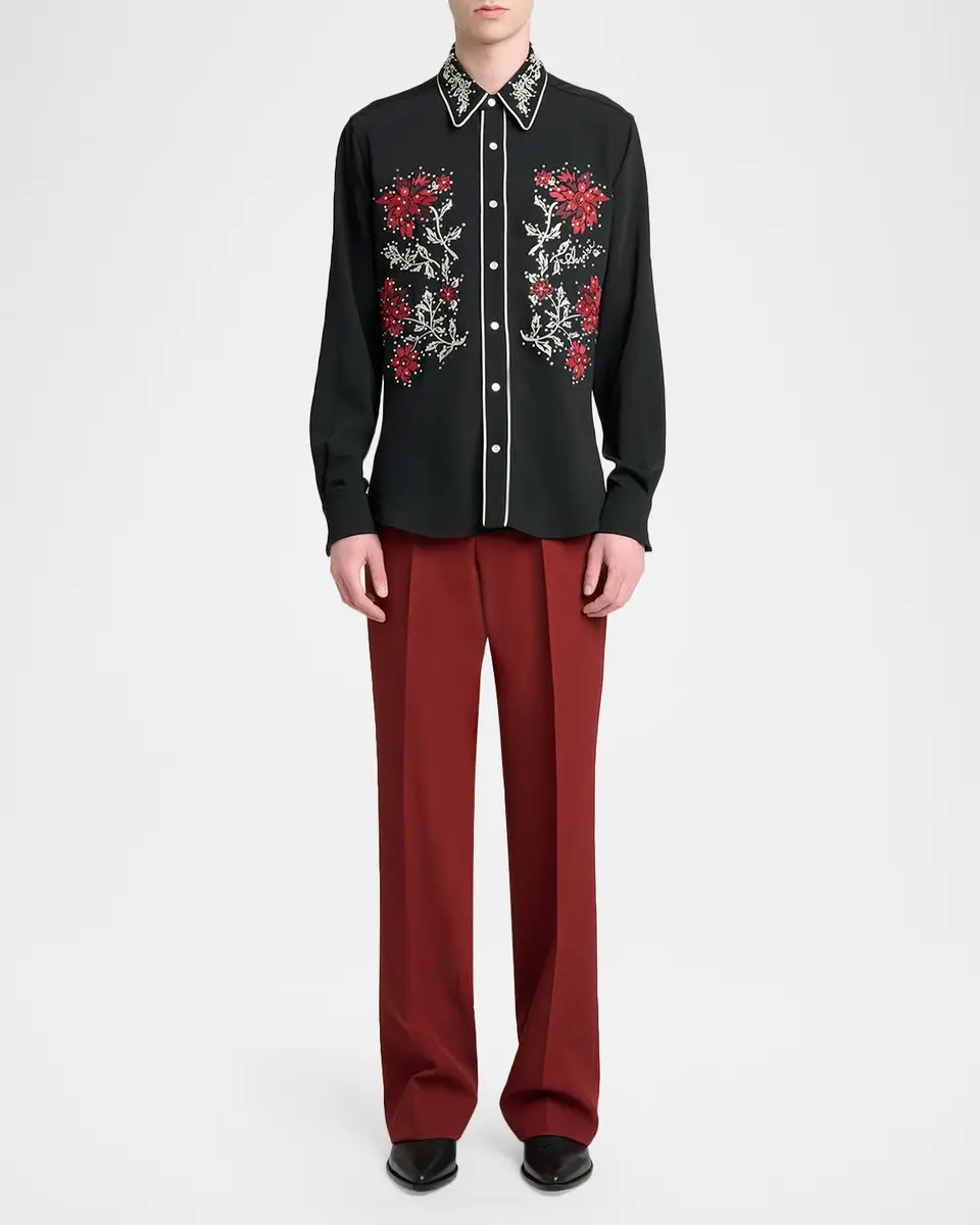 AMIRI Men's Flow Crystal-Embellished Floral Dress Shirt | Thumbnail 2