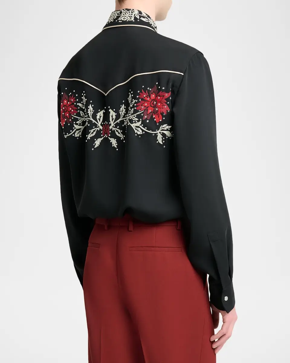 AMIRI Men's Flow Crystal-Embellished Floral Dress Shirt | Thumbnail 3