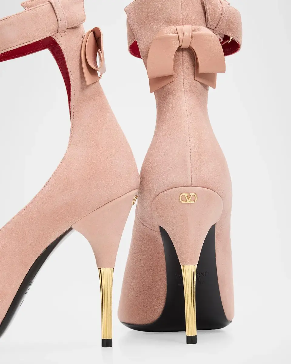 Valentino Garavani Suede Bow-Back Stiletto Sandal | Thumbnail 3