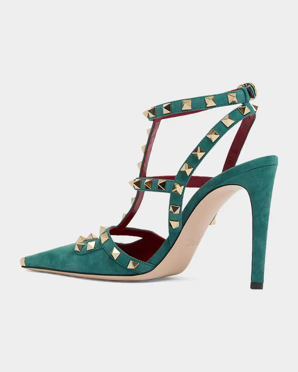 Valentino Garavani Rockstud 100mm Studded Suede Strappy Pumps | Thumbnail 4
