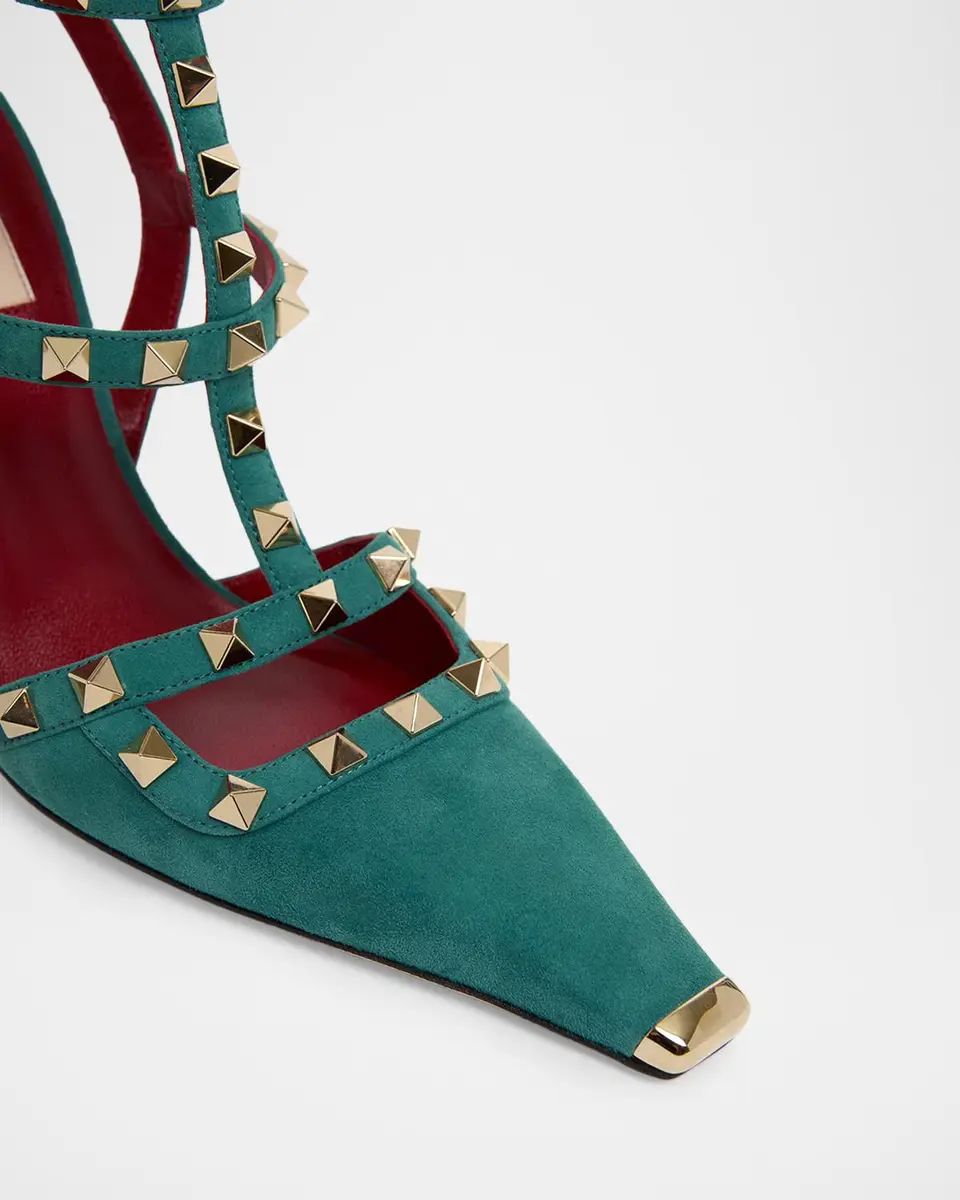 Valentino Garavani Rockstud 100mm Studded Suede Strappy Pumps | Thumbnail 5