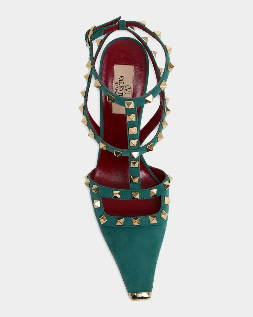 Valentino Garavani Rockstud 100mm Studded Suede Strappy Pumps | Thumbnail 6