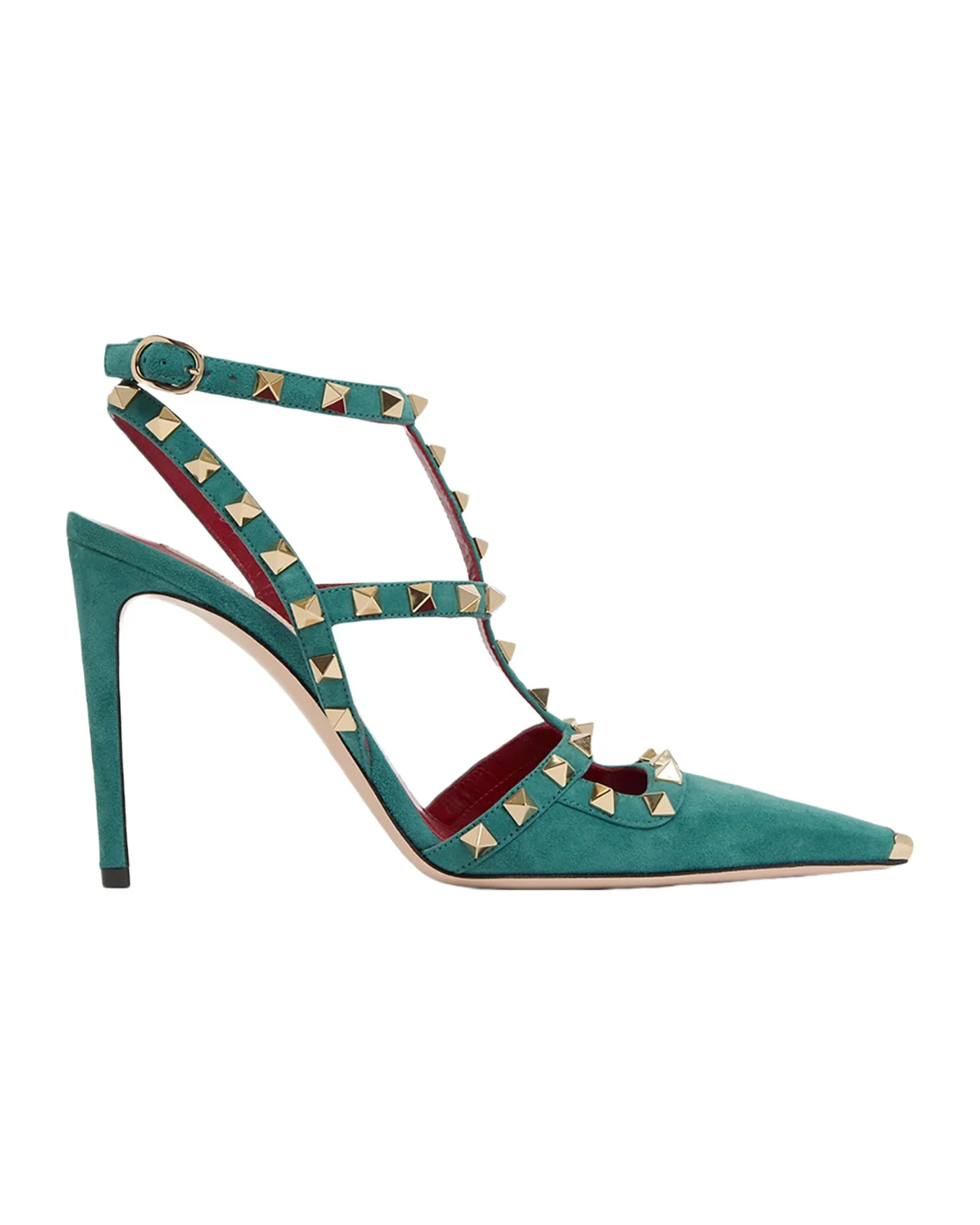 Rockstud 100mm Studded Suede Strappy Pumps