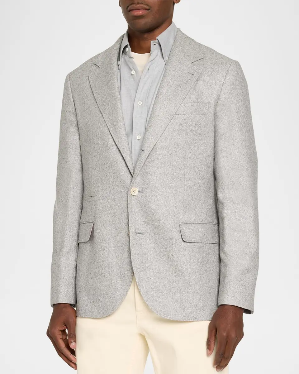 Brunello Cucinelli Men's Cavallery Silk and Cashmere Single-Breasted Sport Coat | Thumbnail 4 Brunello Cucinelli Men's Cavallery Silk and Cashmere Single-Breasted Sport Coat | Thumbnail 4