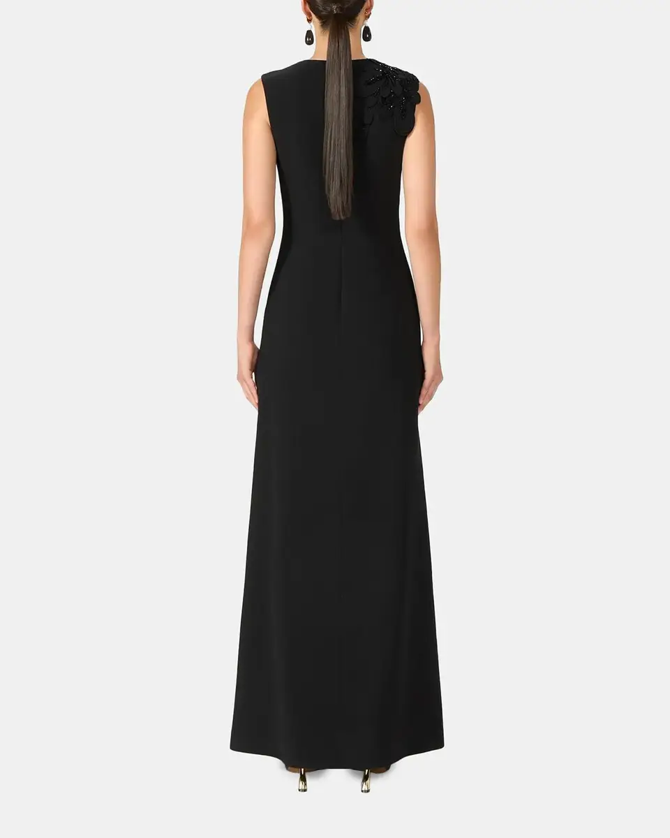 Costarellos Jevi Embellished V-Neck Crepe Sleeveless Column Gown | Thumbnail 3 Costarellos Jevi Embellished V-Neck Crepe Sleeveless Column Gown | Thumbnail 3