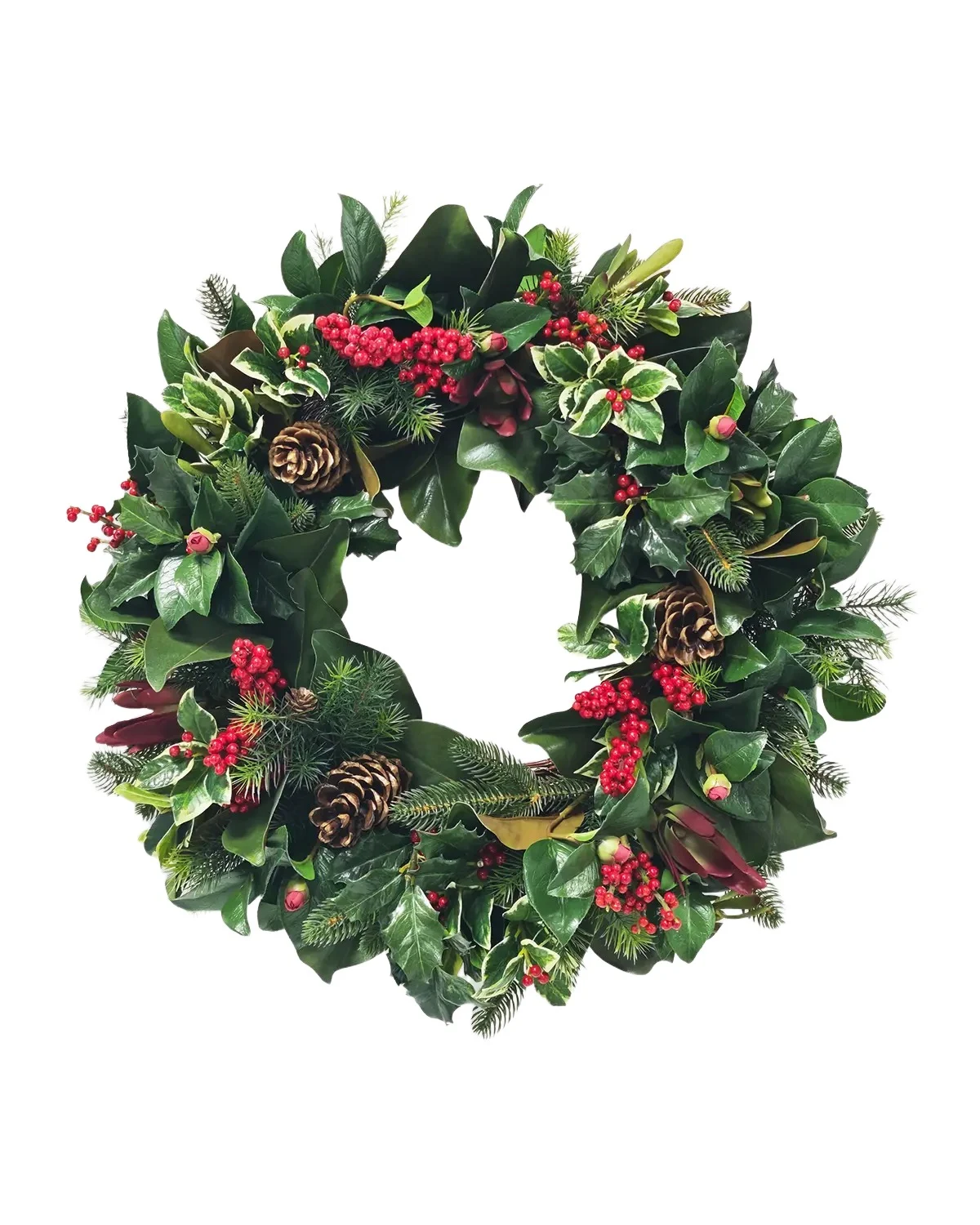 Winward Home Artificial Ilex/Pinecone Wreath