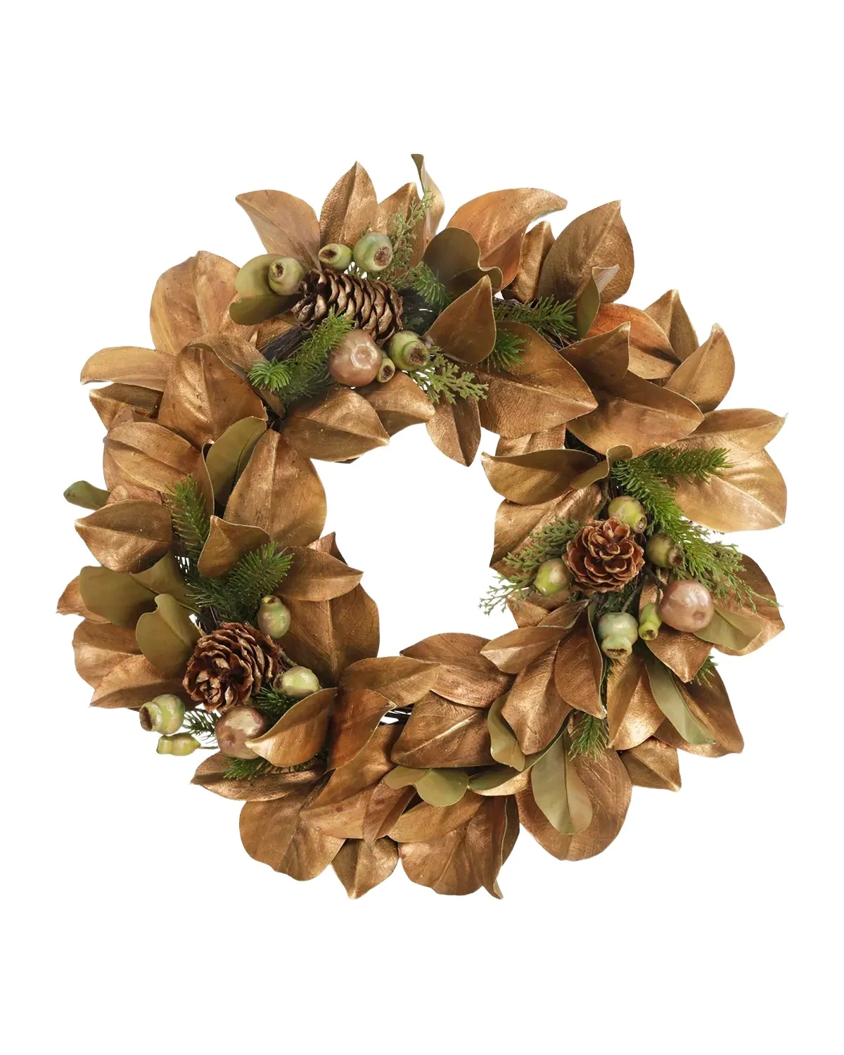 Winward Home Holiday Newness Faux-Magnolia Leaf Mix Wreath