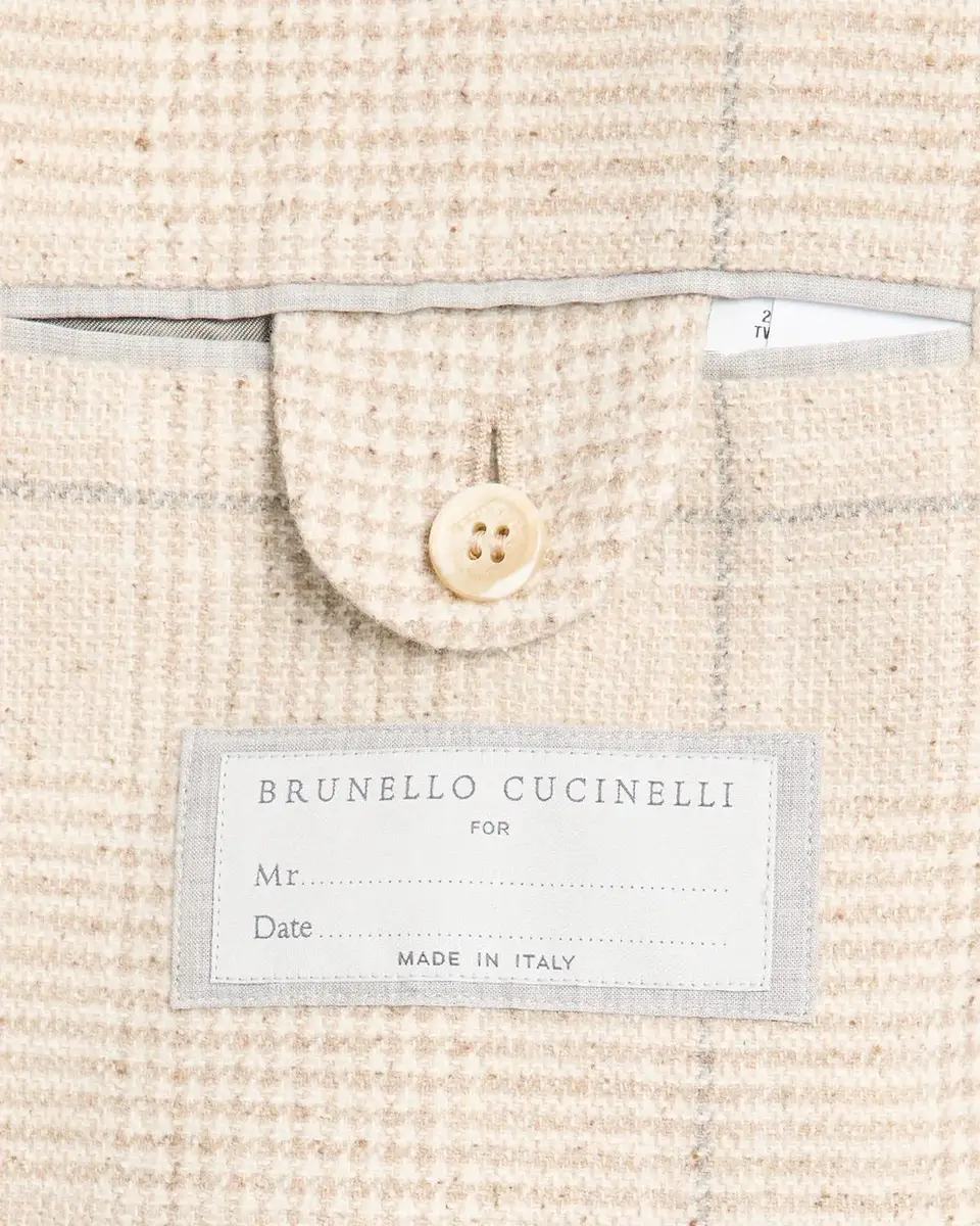Brunello Cucinelli Men's Silk and Wool Plaid Suit Jacket | Thumbnail 6