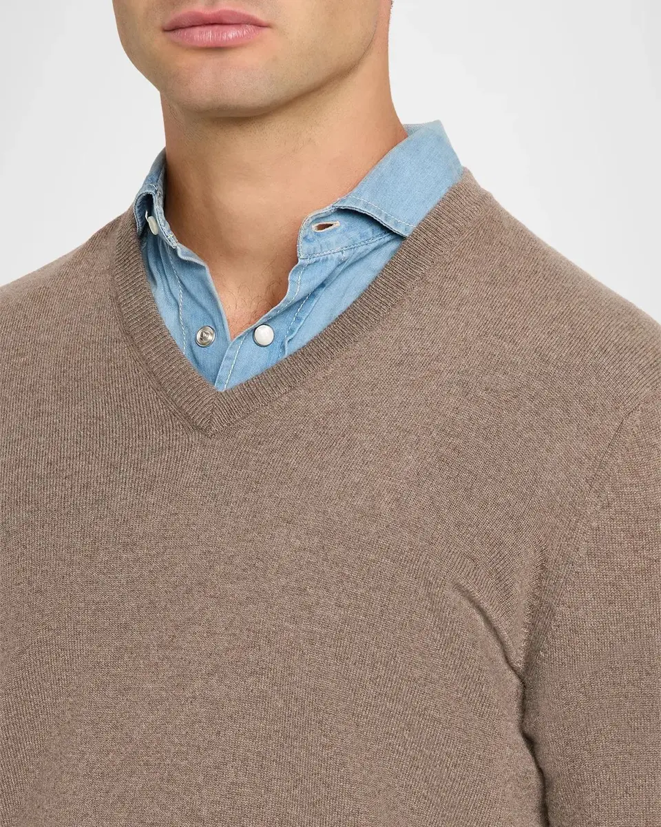 Brunello Cucinelli Men's Cashmere V-Neck Sweater | Thumbnail 5 Brunello Cucinelli Men's Cashmere V-Neck Sweater | Thumbnail 5
