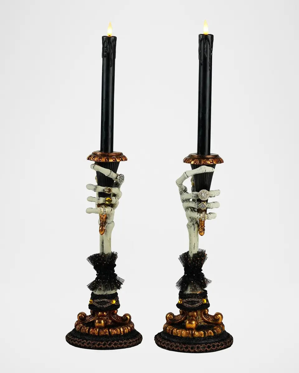 Katherine 's Collection Skeleton Hand Halloween Candle Holders, Set of 2 | Thumbnail 2 Katherine 's Collection Skeleton Hand Halloween Candle Holders, Set of 2 | Thumbnail 2