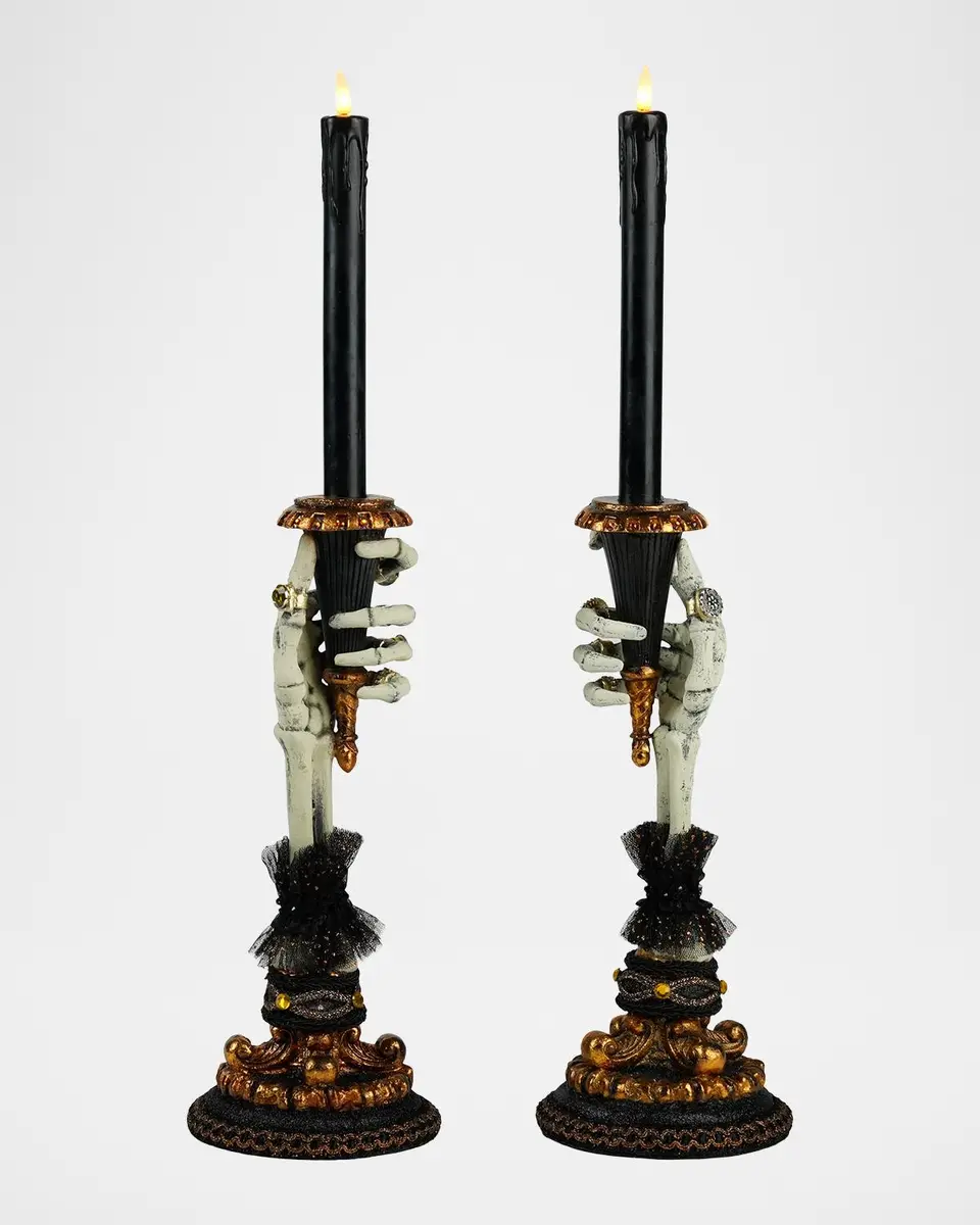 Katherine 's Collection Skeleton Hand Halloween Candle Holders, Set of 2 | Thumbnail 3 Katherine 's Collection Skeleton Hand Halloween Candle Holders, Set of 2 | Thumbnail 3