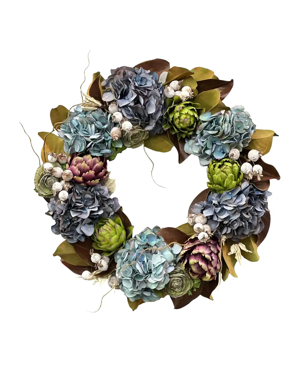 Winward Home Artificial Artichoke Hydrangea Wreath | Thumbnail 2