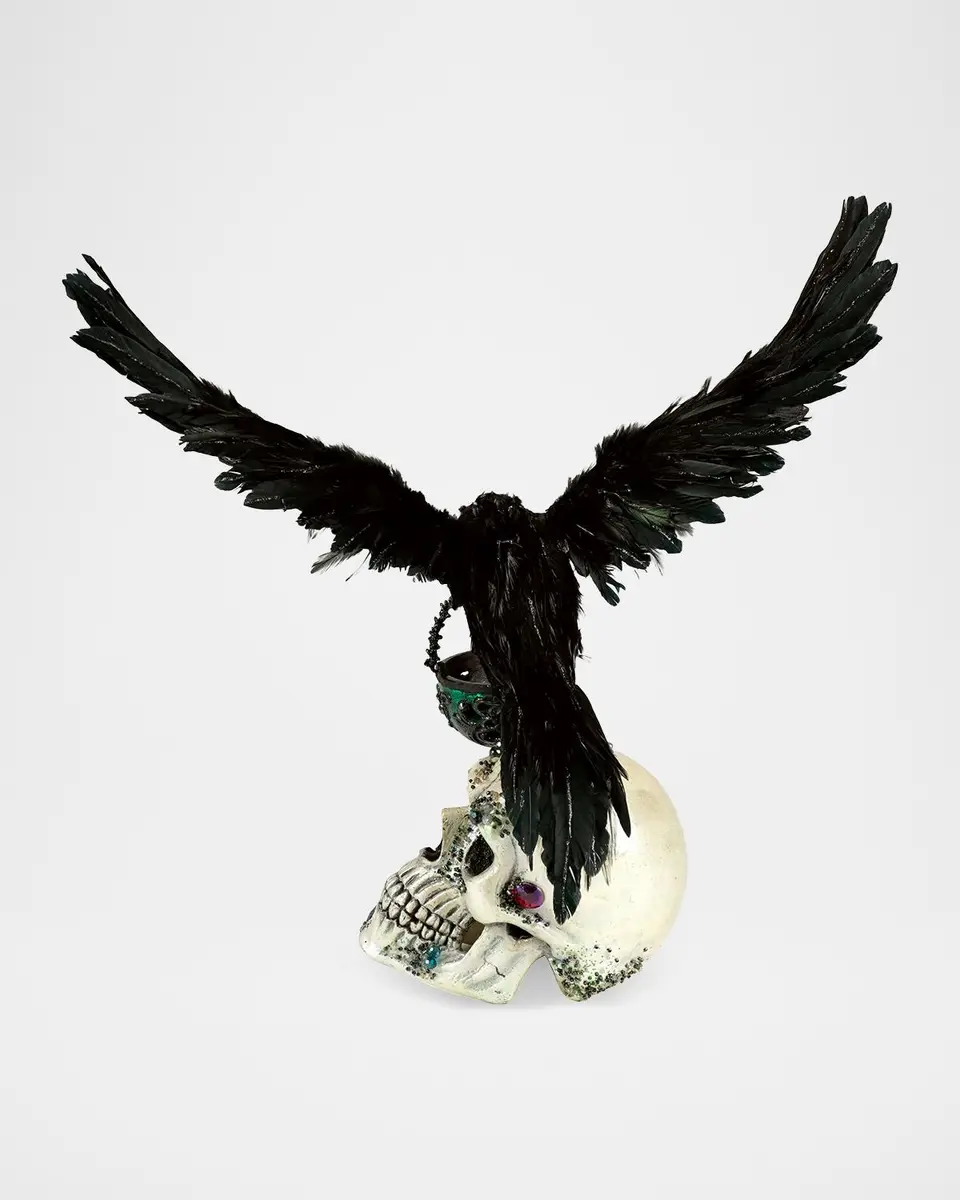 Katherine 's Collection Enchanted Emerald Widow Watchful Crow With Tea Light Lantern | Thumbnail 4
