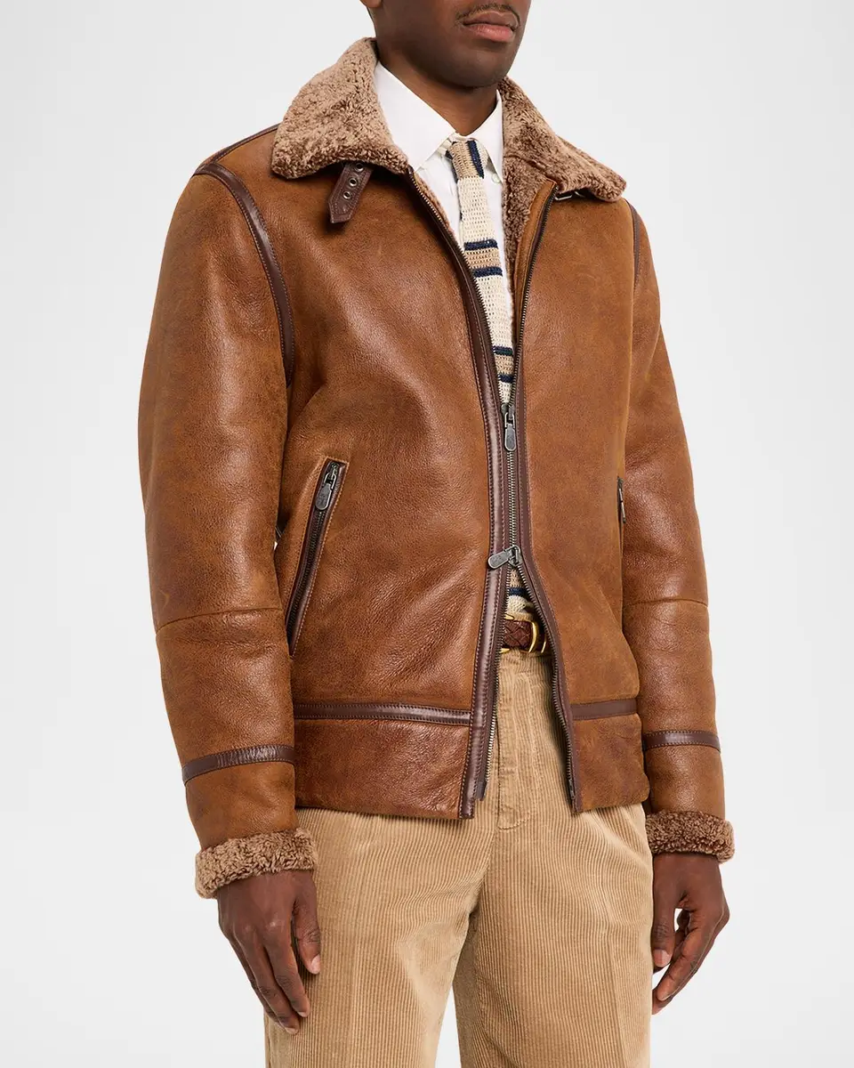 Brunello Cucinelli Men's B3 Pilot Shearling Aviator Jacket | Thumbnail 4 Brunello Cucinelli Men's B3 Pilot Shearling Aviator Jacket | Thumbnail 4