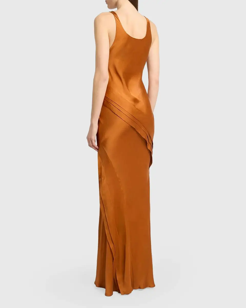 Saint Laurent Sleeveless Draped Silk Tank Dress | Thumbnail 3