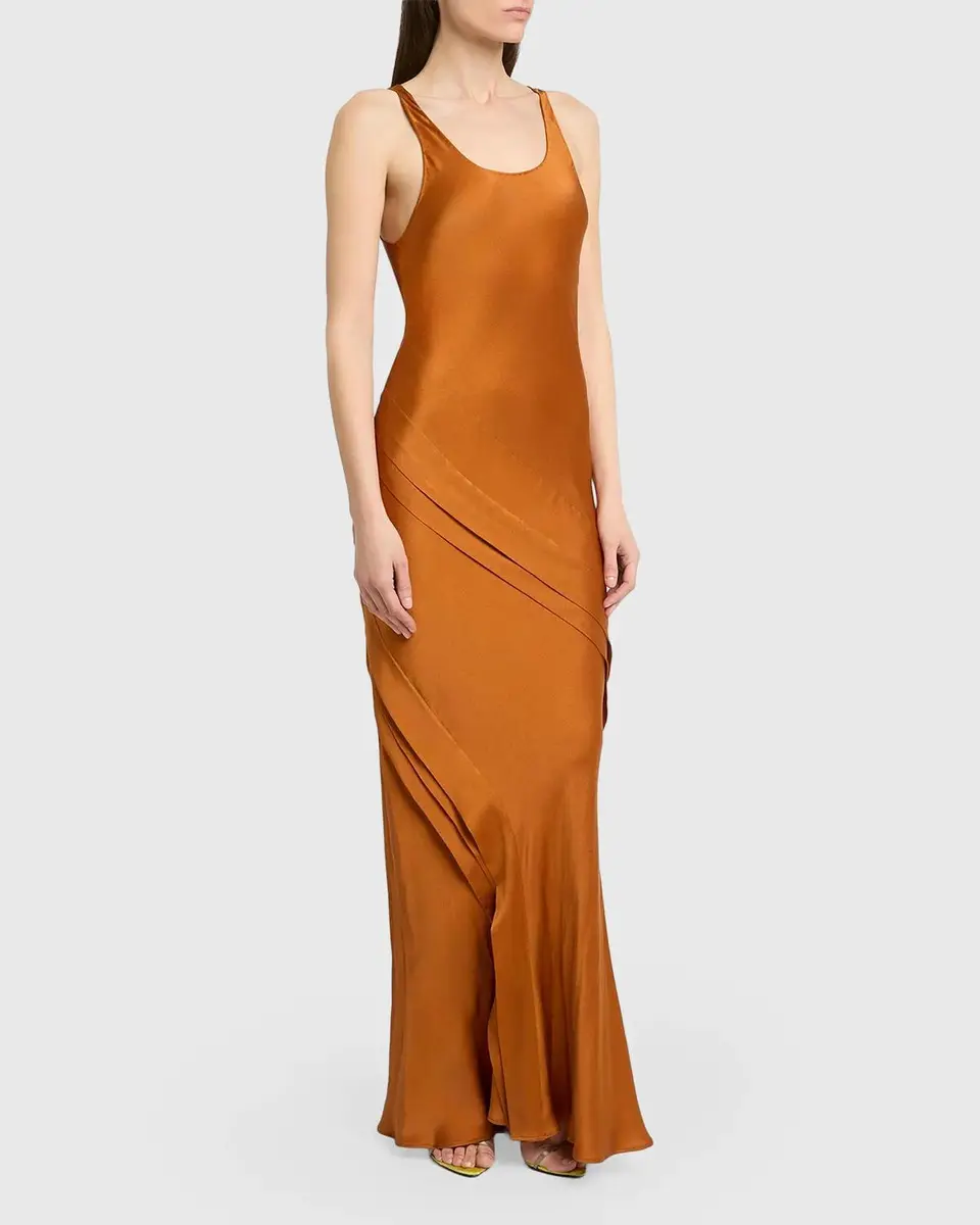 Saint Laurent Sleeveless Draped Silk Tank Dress | Thumbnail 4