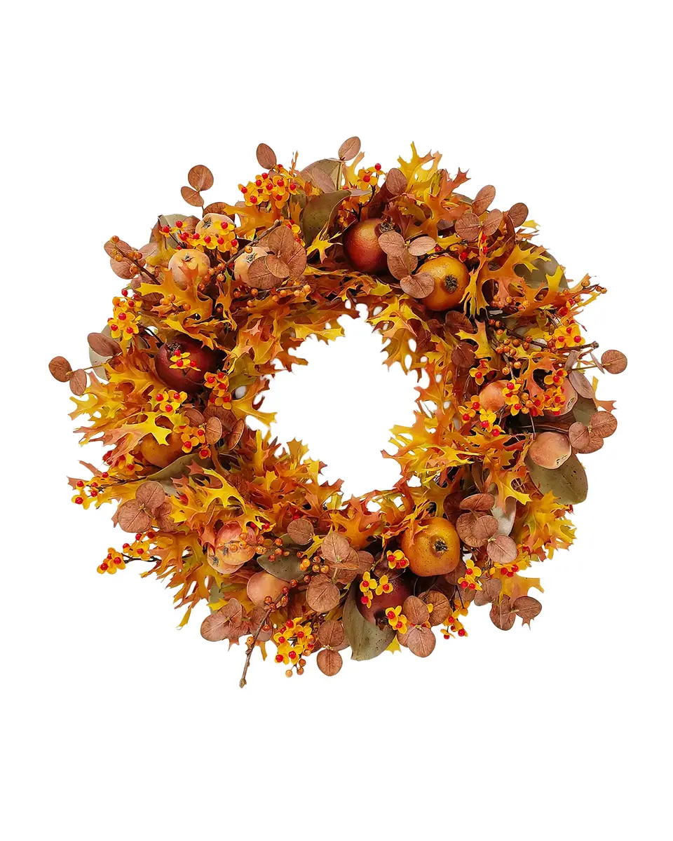 Winward Home Artificial Oak Leaf, Eucalyptus & Fruit Wreath | Thumbnail 2 Winward Home Artificial Oak Leaf, Eucalyptus & Fruit Wreath | Thumbnail 2